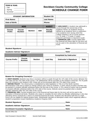 Schedule Change Form