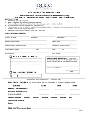 Placement Score Request Form