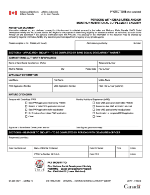 Persons with Disabilities and Monthly Nutritional Supplement Enquiry Form