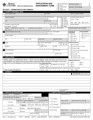 BC Home and Community Care Assessment Form