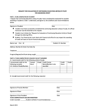 Request for Evaluation of Continuing Education Units