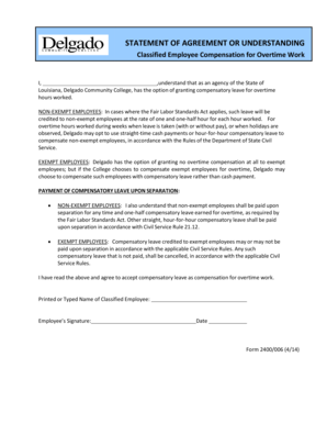 Louisiana Classified Employee Overtime Compensation Agreement