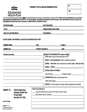 Request for Claim Reconsideration