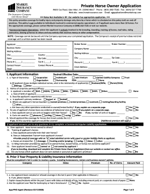 Private Horse Owner Insurance Application