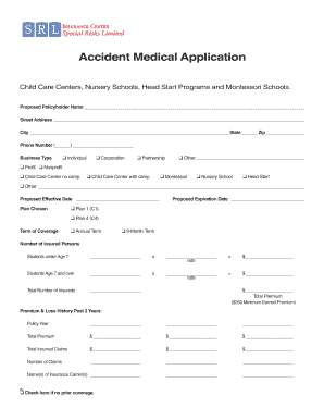 Accident Medical Application for Child Care Centers