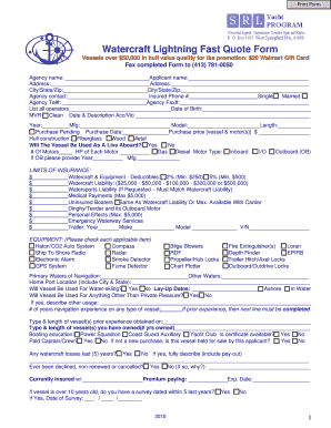 Watercraft Insurance Quote Form