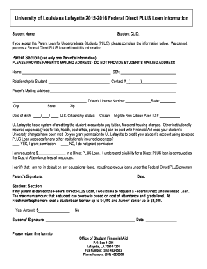 2015-2016 Federal Direct PLUS Loan Application