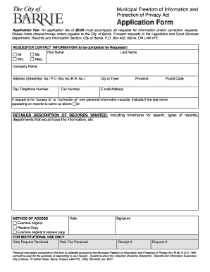 Municipal Freedom of Information Application Form
