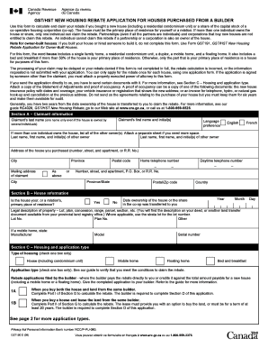 GST/HST New Housing Rebate Application