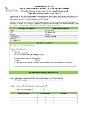 Prior Authorization Request for Vivitrol