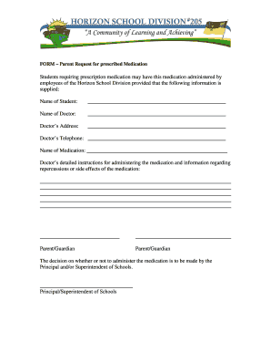 Parent Request for Prescribed Medication