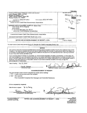 Notice and Acknowledgment of Receipt - Civil