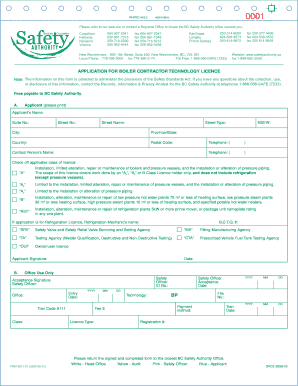 Boiler Contractor Technology Licence Application