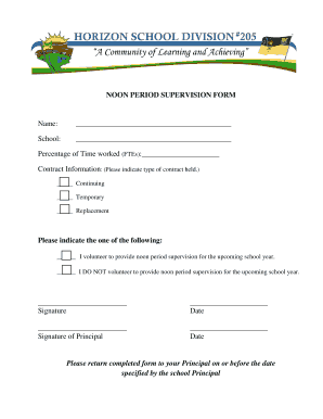 Noon Period Supervision Form