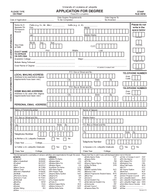 University of Louisiana at Lafayette Degree Application