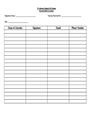 UL Lafayette Pandemic Flu Training Form