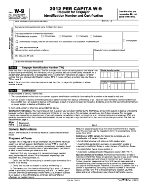 IRS Form W-9 Request for Taxpayer Identification Number and Certification
