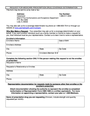 Medicare Prescription Drug Coverage Determination Form