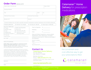 Catamaran Home Prescription Order Form