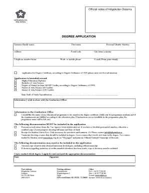 Degree Application Form