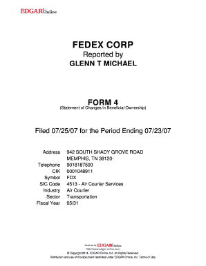 Form 4 Statement of Changes in Beneficial Ownership