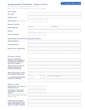 Group Income Protection Medical Update Form