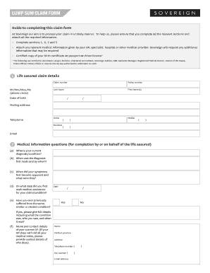 Sovereign Lump Sum Claim Form