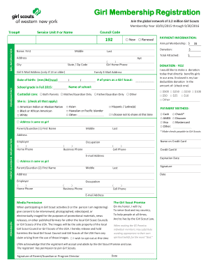 Girl Scouts Membership Registration Form
