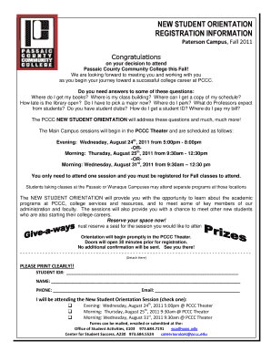 New Student Orientation Registration Form