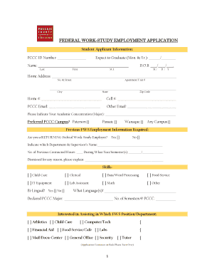 Federal Work-Study Employment Application