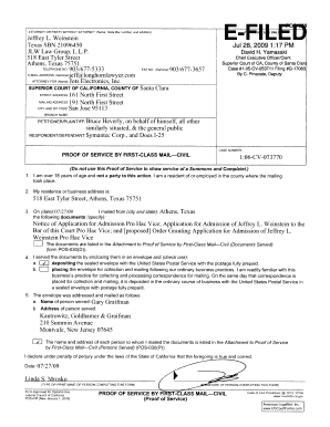 Proof of Service by First-Class Mail - Civil