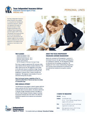 Texas Independent Insurance Adviser Personal Lines Training