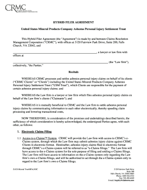 Miscellaneous example - HYBRID FILER AGREEMENT United States Mineral Products