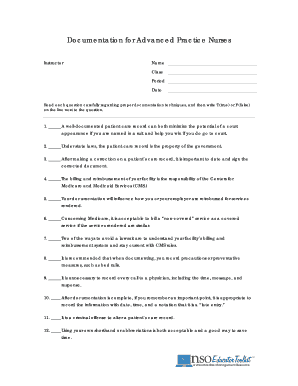 Advanced Practice Nurses Documentation Quiz