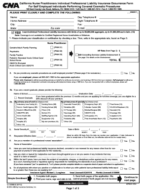 California Nurse Practitioner Professional Liability Insurance Application