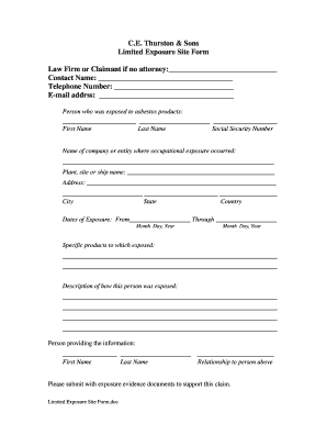 Limited Exposure Site Form