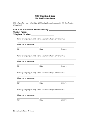 Site Verification Form