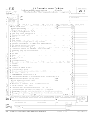 US Corporation Income Tax Return Form 1120
