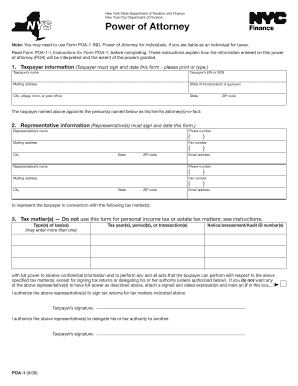 New York Power of Attorney for Tax Matters