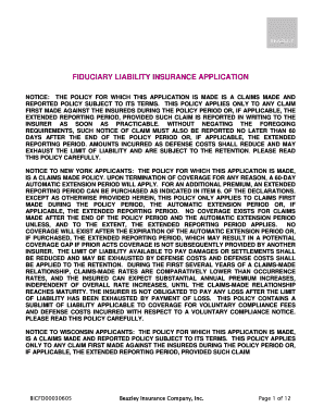 Beazley Fiduciary Liability Insurance Application