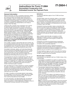 New York Nonresident Cooperative Unit Estimated Income Tax Form