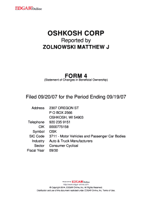 Form 4 Statement of Changes in Beneficial Ownership