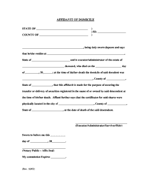 Affidavit of Domicile