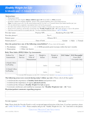Healthy Weight for Life Follow Up Referral Form
