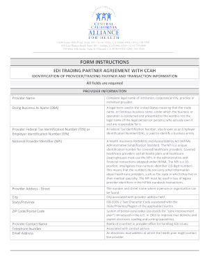 EDI Trading Partner Agreement with CCAH