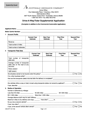 Drive-A-Way/Toter Supplemental Application