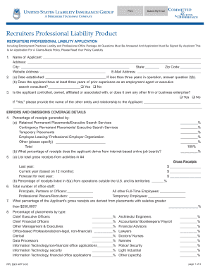 Recruiters Professional Liability Application