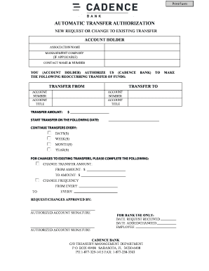 Automatic Transfer Authorization Form