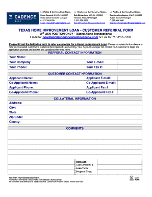 Texas Home Improvement Loan Referral Form