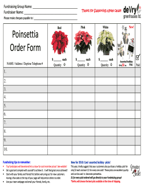 Poinsettia Holiday Fundraiser Order Form